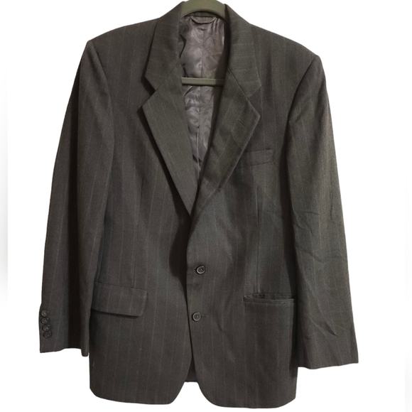 Christian Dior Men's Grey Pin Striped Lined Dress Coat/Blazer